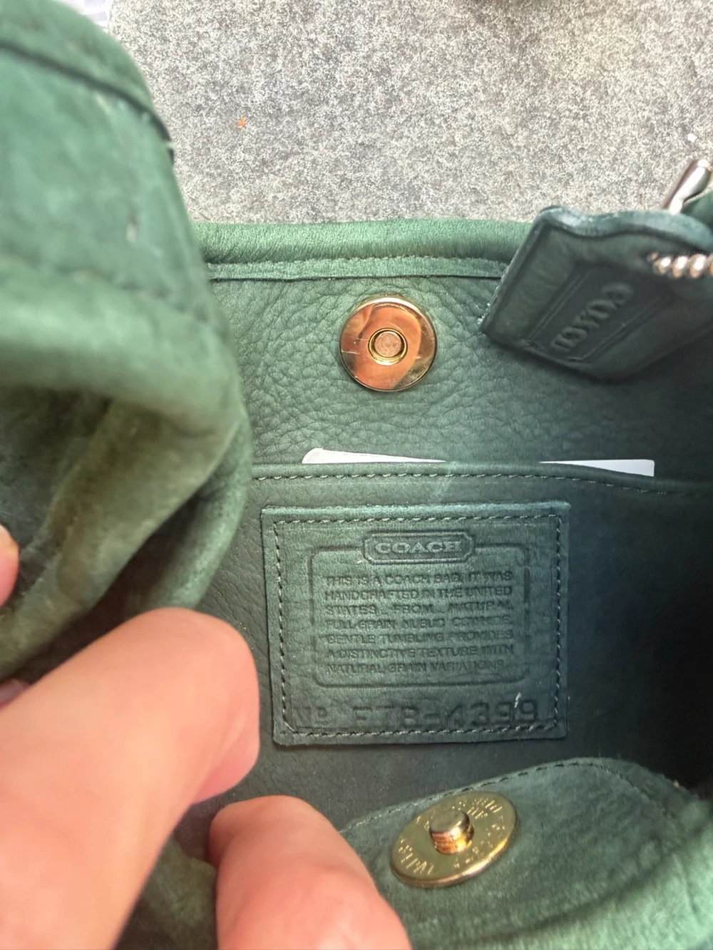 Magnificent vintage Coach Nubuc Shoulder Bag in rare Spruce Green